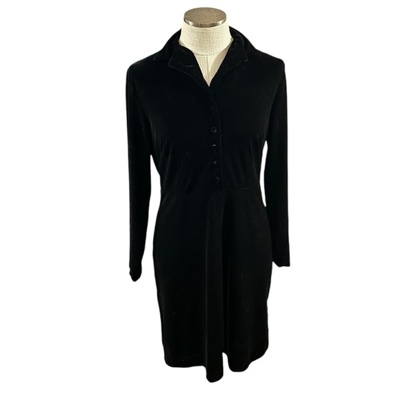 Eddie Bauer Stylish Black Long Sleeve Collared Dress - Picture 1 of 7